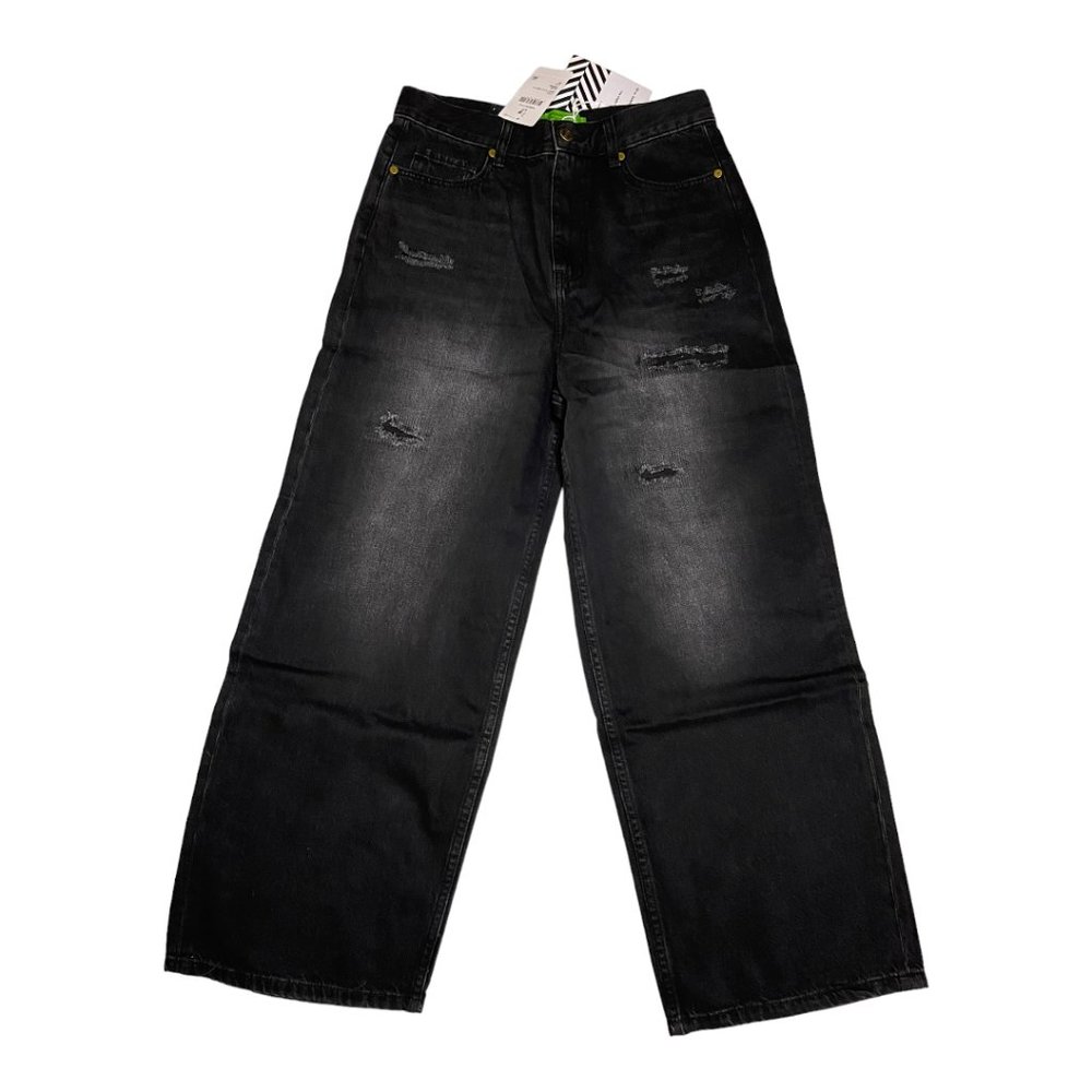NWT Sandrine Rose X Free People Distressed Wide-Leg Jeans in color Charbon
